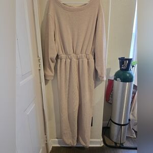 FP Beach Cozy Fleece Romper Jumpsuit Beige S